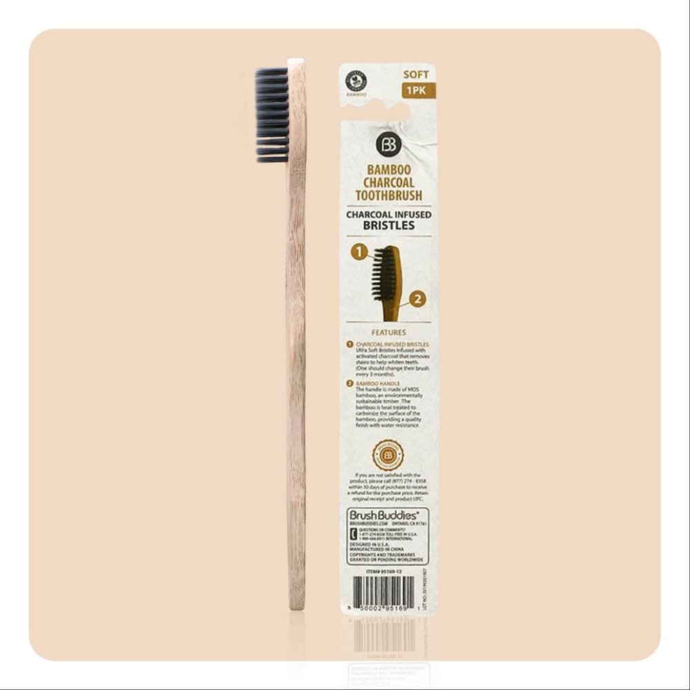 Bamboo toothbrush with Charcoal Infused Bristles